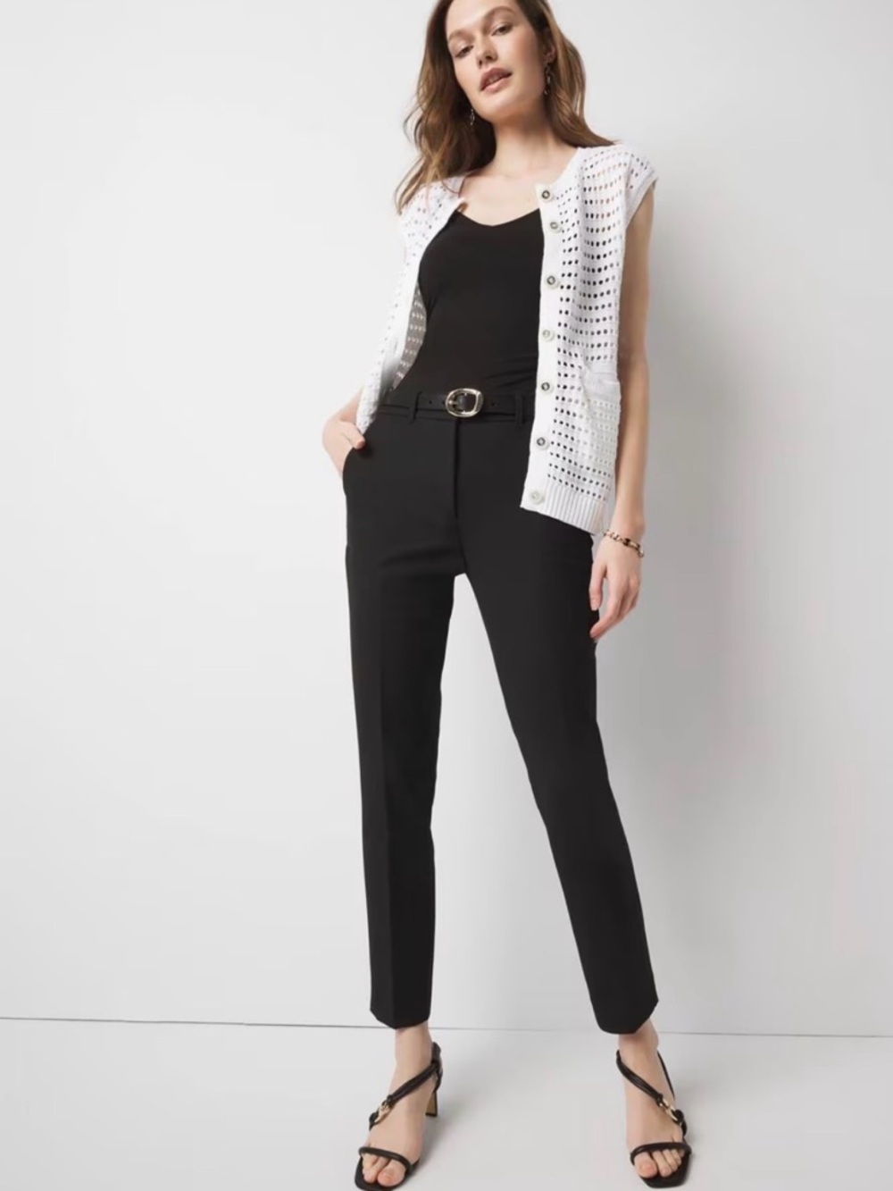 White House Black Market Comfort Stretch  Classic Slim Ankle Black Trouser Pants